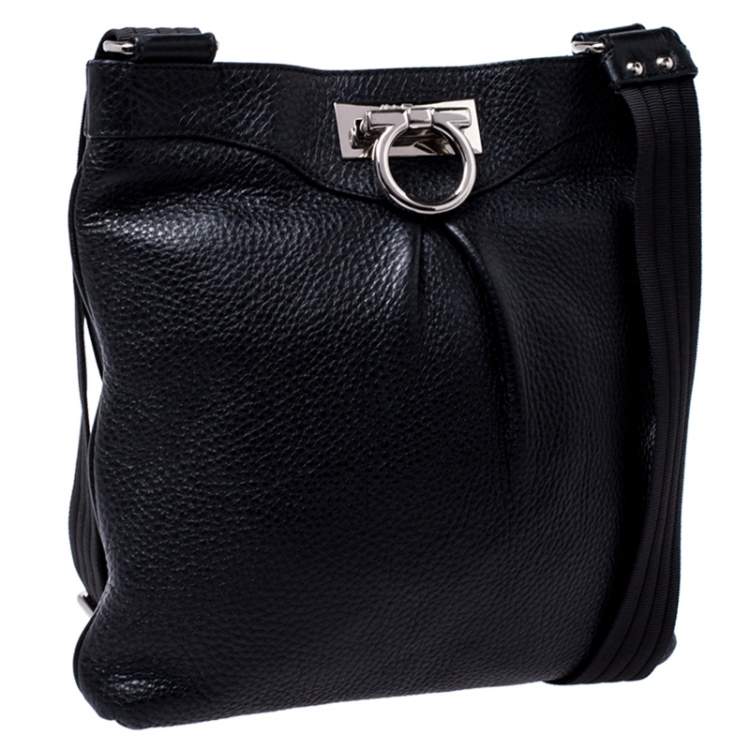 Pre Owned Salvatore Ferragamo Black Leather Crossbody Bag