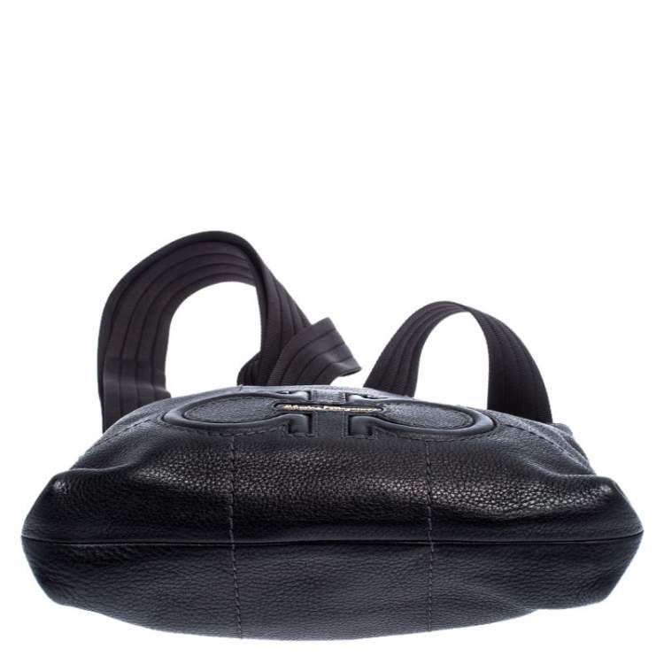 Pre Owned Salvatore Ferragamo Black Leather Messenger Bag