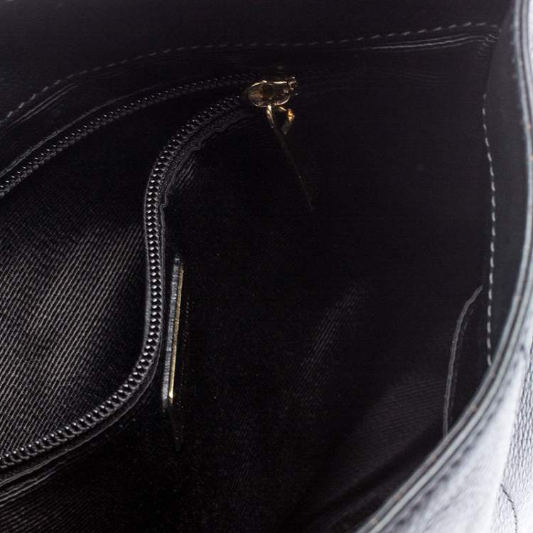 Pre Owned Salvatore Ferragamo Black Leather Messenger Bag