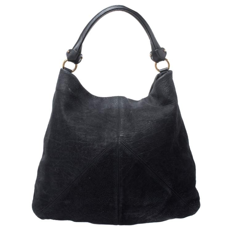 مملوكة مسبقًا Salvatore Ferragamo Black Nubuck and Leather Hobo 