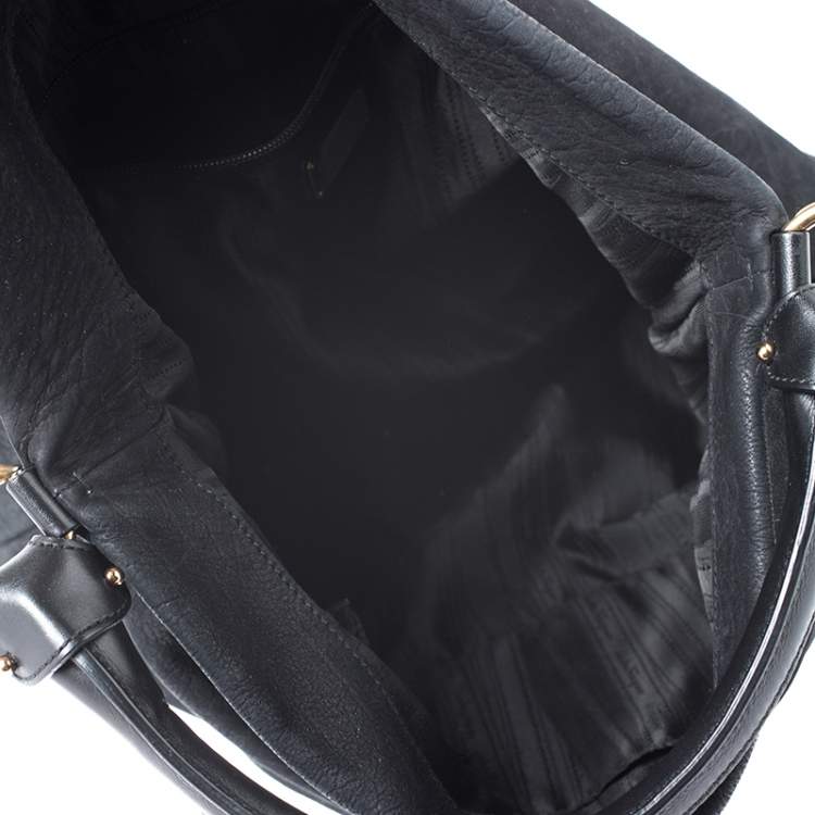 مملوكة مسبقًا Salvatore Ferragamo Black Nubuck and Leather Hobo 