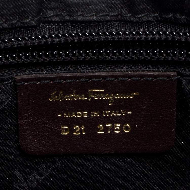 Pre Owned Salvatore Ferragamo Brown Gancini Embossed Leather Shoulder Bag