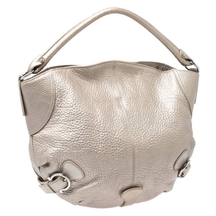 Pre Owned Salvatore Ferragamo Metallic Gold Leather Hobo