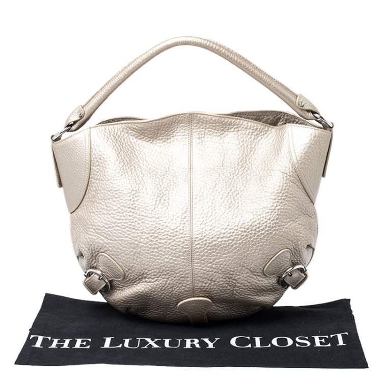 Pre Owned Salvatore Ferragamo Metallic Gold Leather Hobo