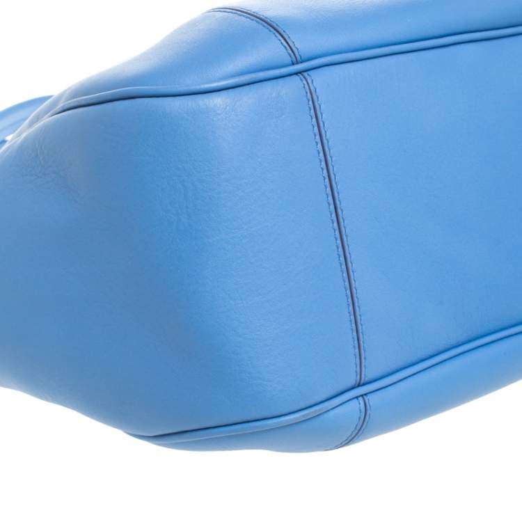 Pre Owned Salvatore Ferragamo Light Blue Leather Melinda Tote