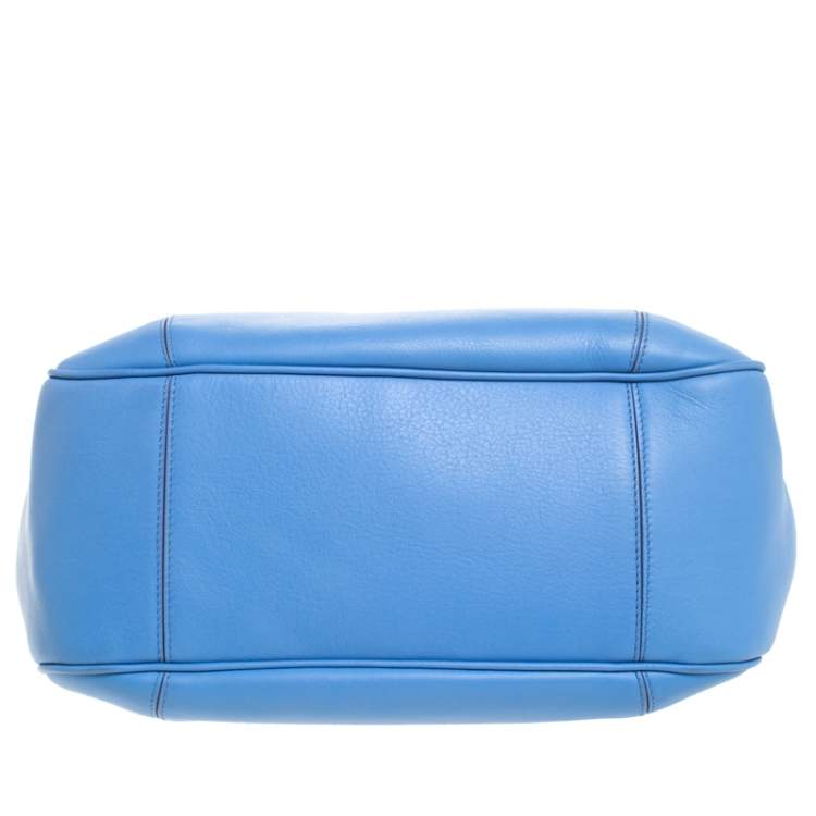 Pre Owned Salvatore Ferragamo Light Blue Leather Melinda Tote