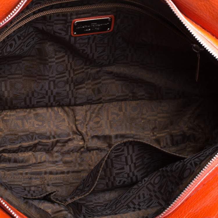 مملوكة مسبقًا Salvatore Ferragamo Orange Leather Gancini Lucchetto Hobo