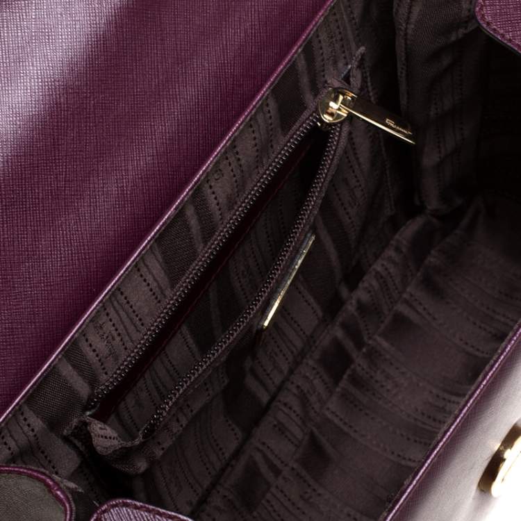 Pre Owned Salvatore Ferragamo Purple Leather Kelly Top Handle Bag