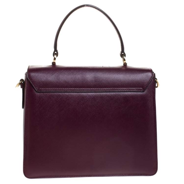 Pre Owned Salvatore Ferragamo Purple Leather Kelly Top Handle Bag