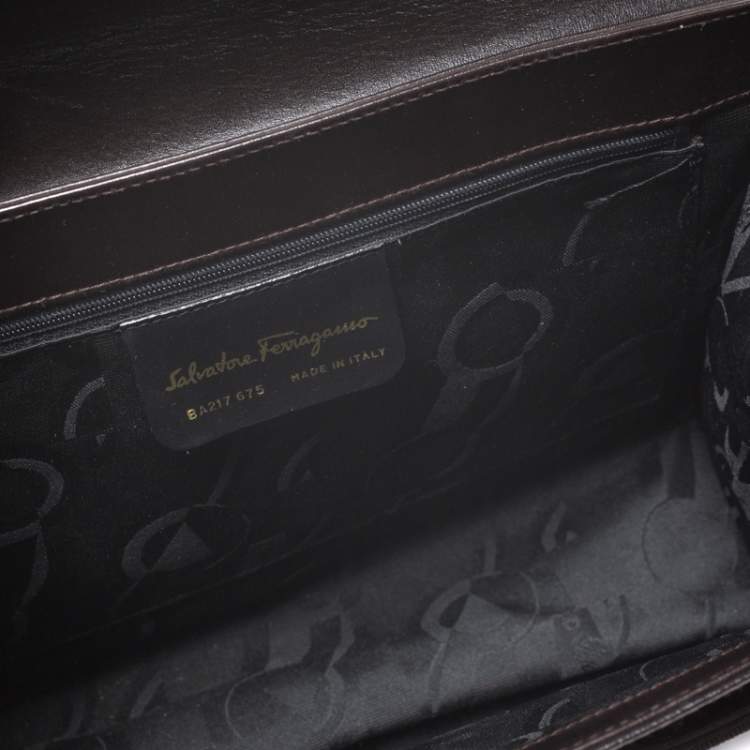 مملوكة مسبقًا Salvatore Ferragamo Dark Brown Leather Flap Tote