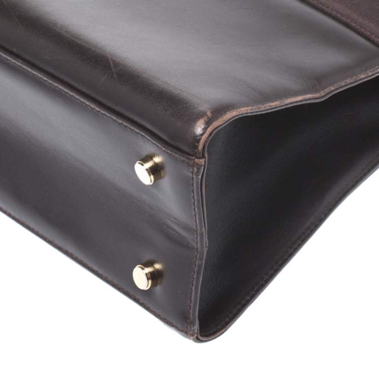 مملوكة مسبقًا Salvatore Ferragamo Dark Brown Leather Flap Tote