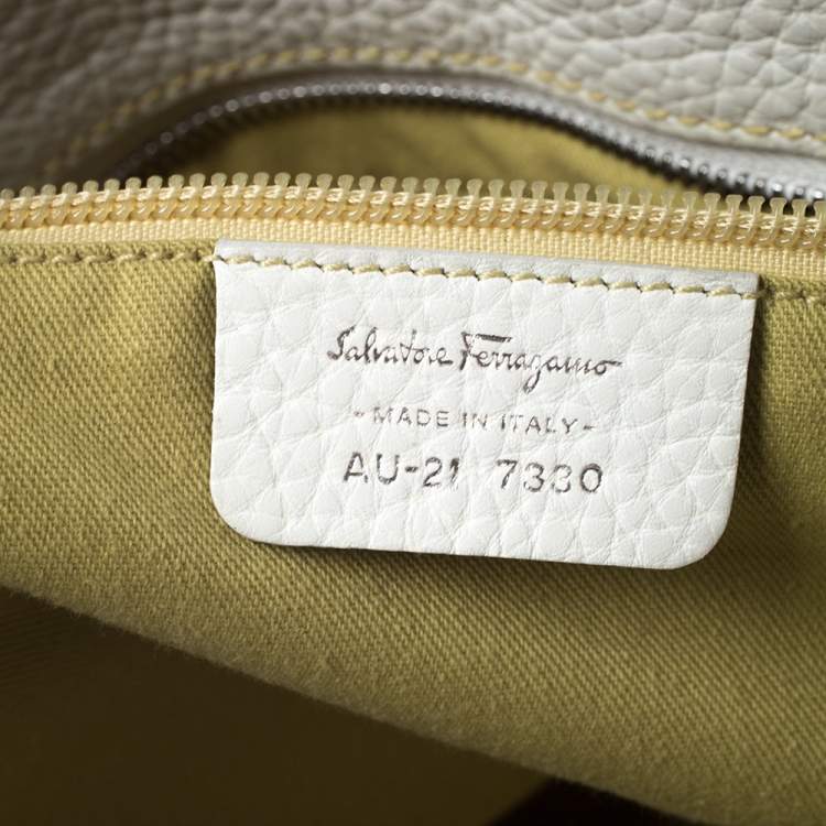Pre Owned Salvatore Ferragamo Black/White Gancini Print Leather Tote