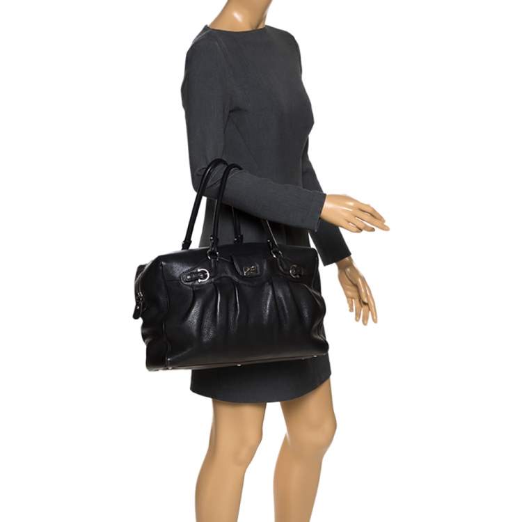 Pre Owned Salvatore Ferragamo Black Leather Satchel