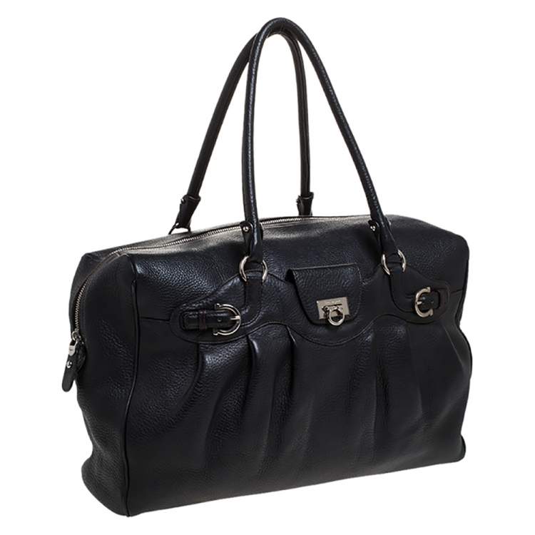 Pre Owned Salvatore Ferragamo Black Leather Satchel