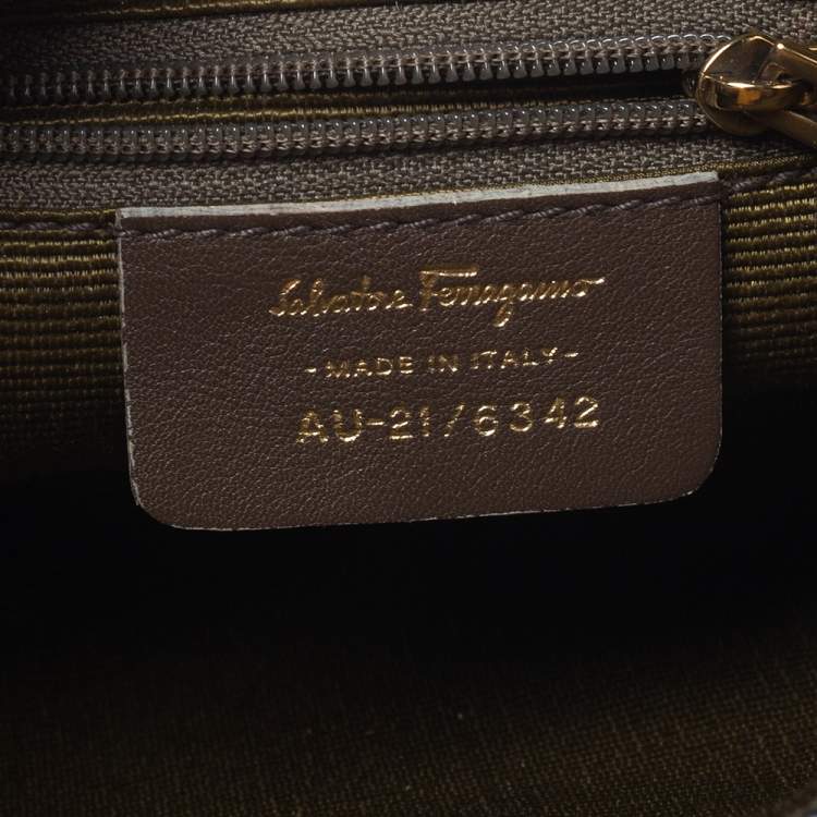 مملوكة مسبقًا Salvatore Ferragamo Begie Gancini Print Canvas and Leather Shoulder Bag