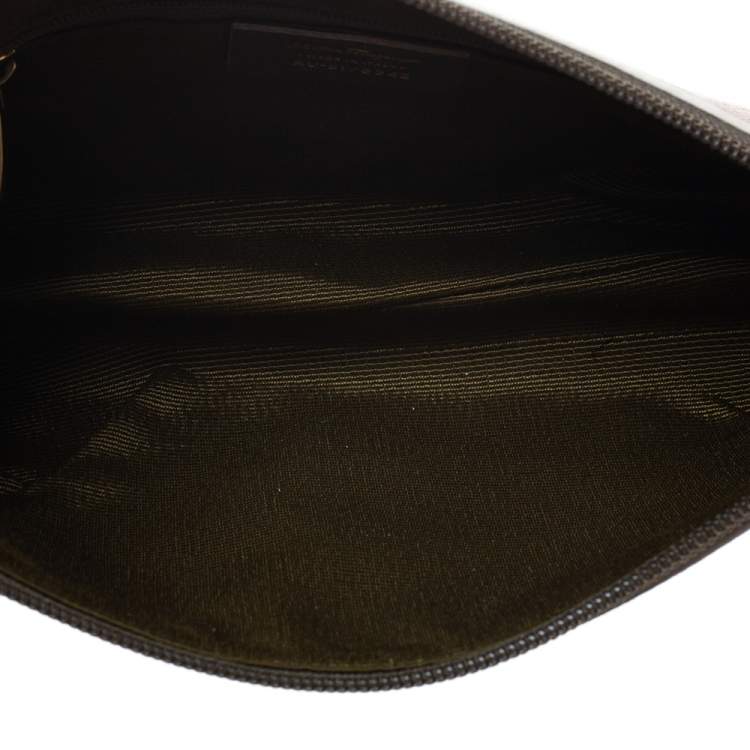 مملوكة مسبقًا Salvatore Ferragamo Begie Gancini Print Canvas and Leather Shoulder Bag