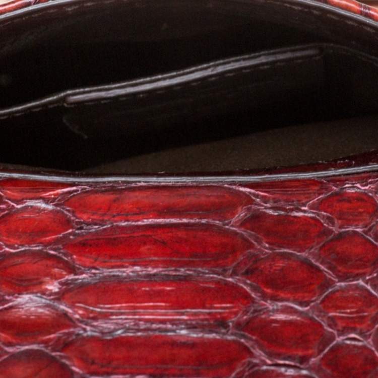 مملوكة مسبقًا Salvatore Ferragamo Red Python Mini Sopia Frame Bag