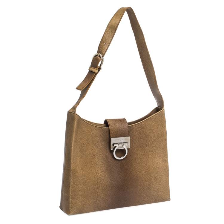 Pre Owned Salvatore Ferragamo Brown Ombre Leather Shoulder Bag