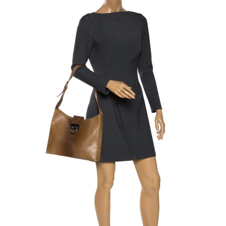 Pre Owned Salvatore Ferragamo Brown Ombre Leather Shoulder Bag
