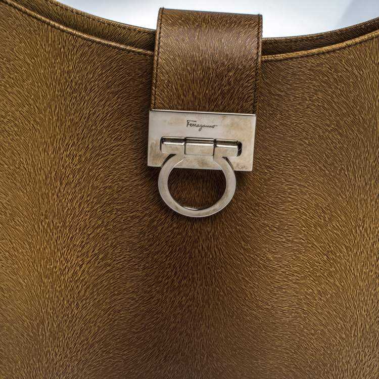 Pre Owned Salvatore Ferragamo Brown Ombre Leather Shoulder Bag