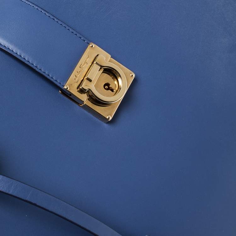 مملوكة مسبقًا Salvatore Ferragamo Blue Leather Marlene Tote