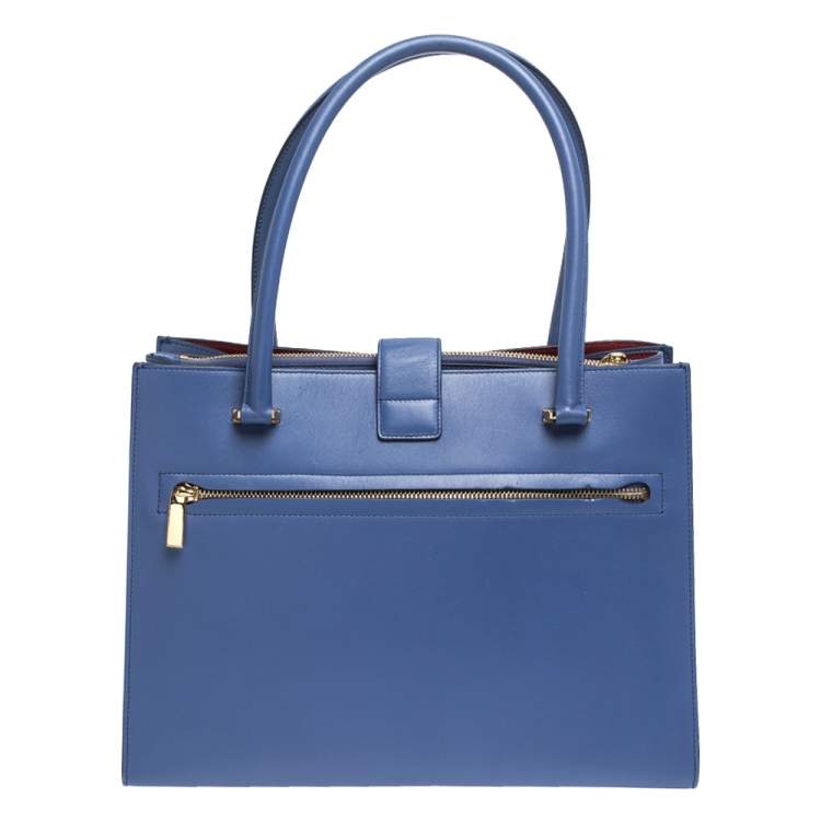 مملوكة مسبقًا Salvatore Ferragamo Blue Leather Marlene Tote