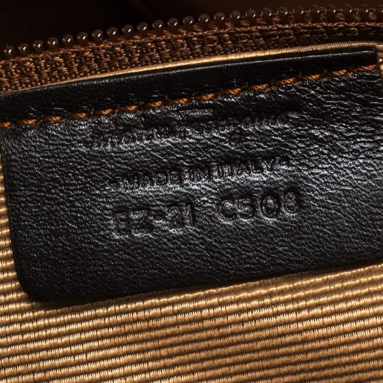 Pre Owned Salvatore Ferragamo Brown Straw and Leather Satchel