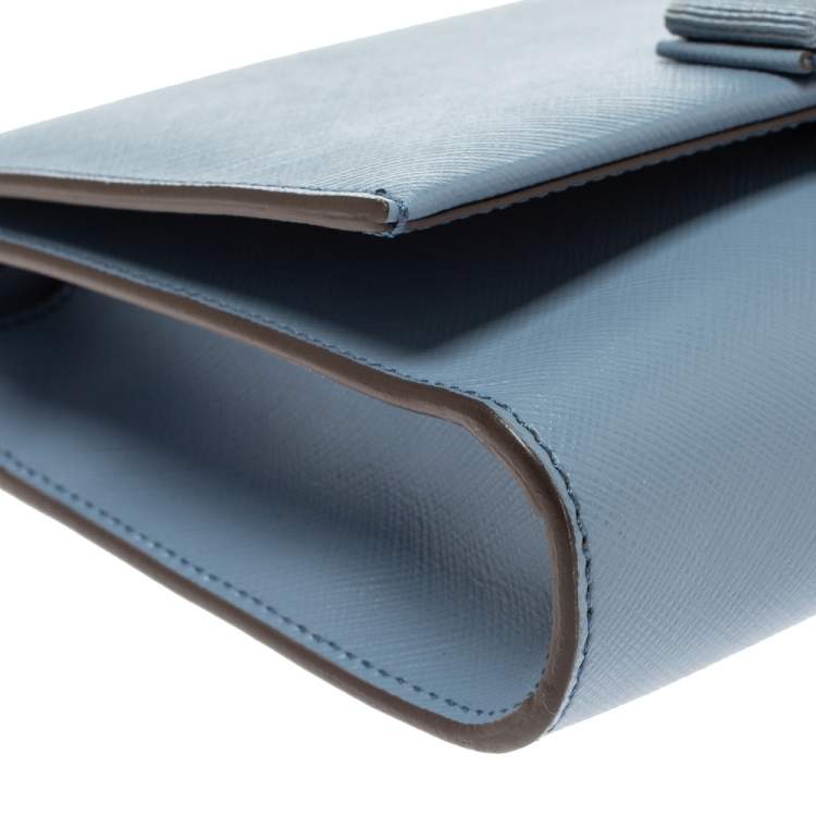 Pre Owned Salvatore Ferragamo Sky Blue Leather Ginny Crossbody Bag