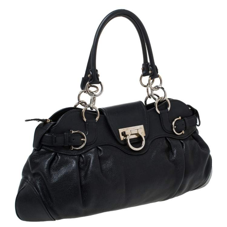 Pre Owned Salvatore Ferragamo Black Leather Marissa Shoulder Bag
