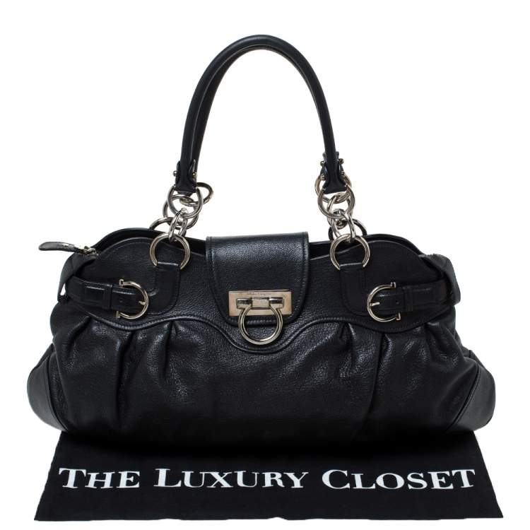 Pre Owned Salvatore Ferragamo Black Leather Marissa Shoulder Bag