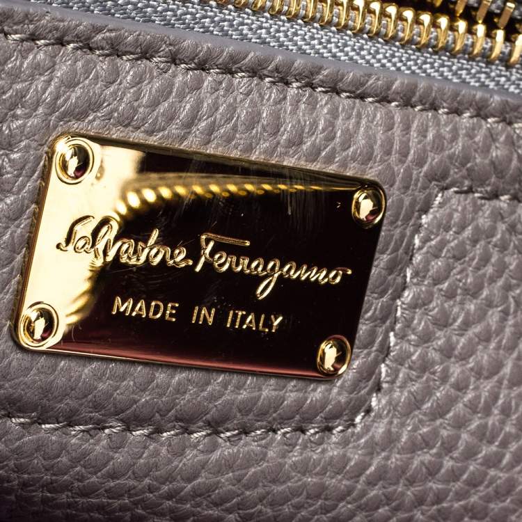 Pre Owned Salvatore Ferragamo Grey Leather Amy Tote