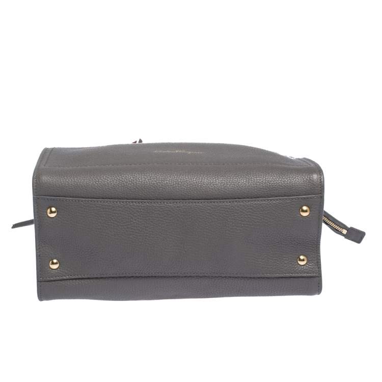 Pre Owned Salvatore Ferragamo Grey Leather Amy Tote