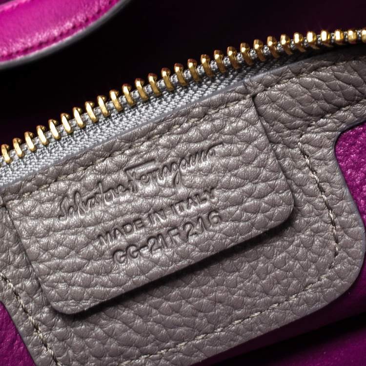Pre Owned Salvatore Ferragamo Grey Leather Amy Tote