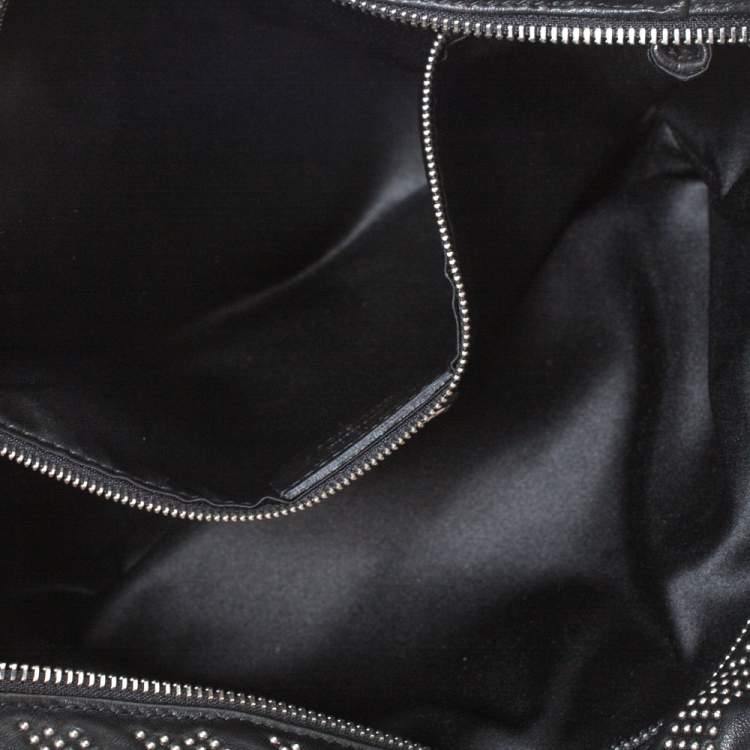 Pre Owned Salvatore Ferragamo Black Studded Leather Ginette Shoulder Bag