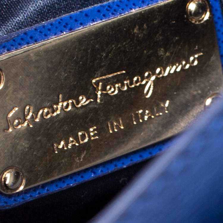 Pre Owned Salvatore Ferragamo Blue Leather Sandrine Shoulder Bag