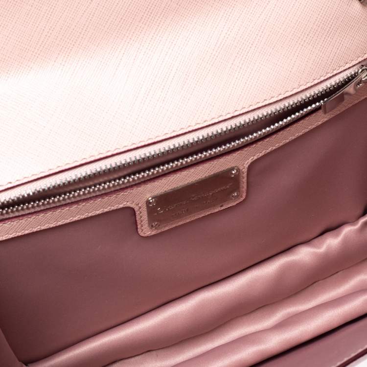 Pre Owned Salvatore Ferragamo Pink/Burgundy Ombre Leather Ginny Shoulder Bag