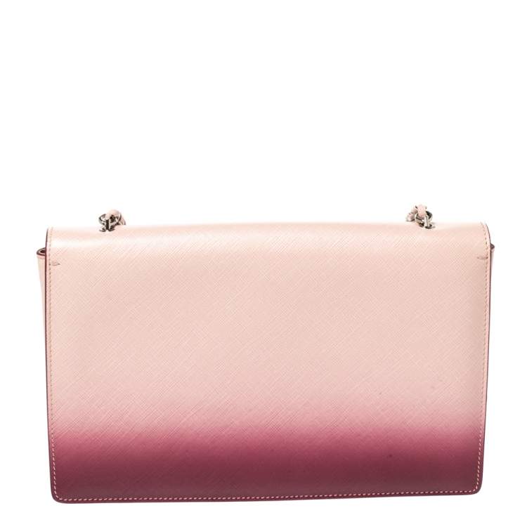 Pre Owned Salvatore Ferragamo Pink/Burgundy Ombre Leather Ginny Shoulder Bag