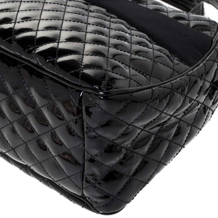 Pre Owned Salvatore Ferragamo Black Patent Leather Vara Bow Satchel