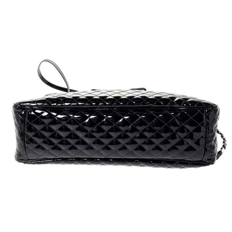 Pre Owned Salvatore Ferragamo Black Patent Leather Vara Bow Satchel