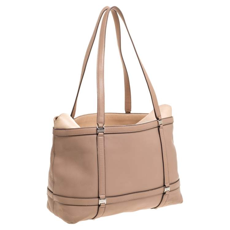 Pre Owned Salvatore Ferragamo Beige Leather Tote
