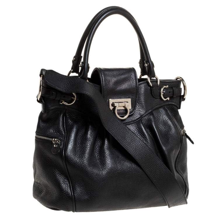 مملوكة مسبقًا Salvatore Ferragamo Black Leather Marisa Satchel