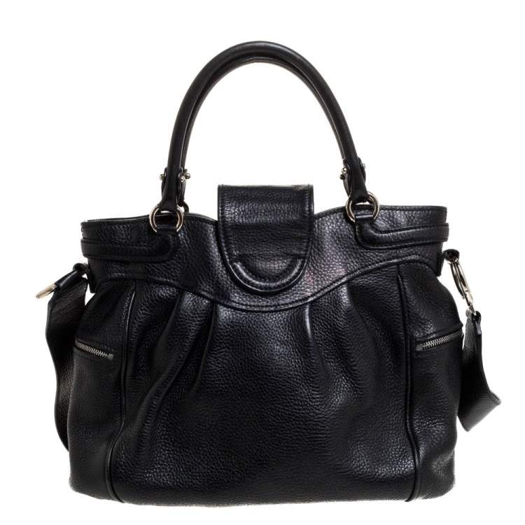 مملوكة مسبقًا Salvatore Ferragamo Black Leather Marisa Satchel