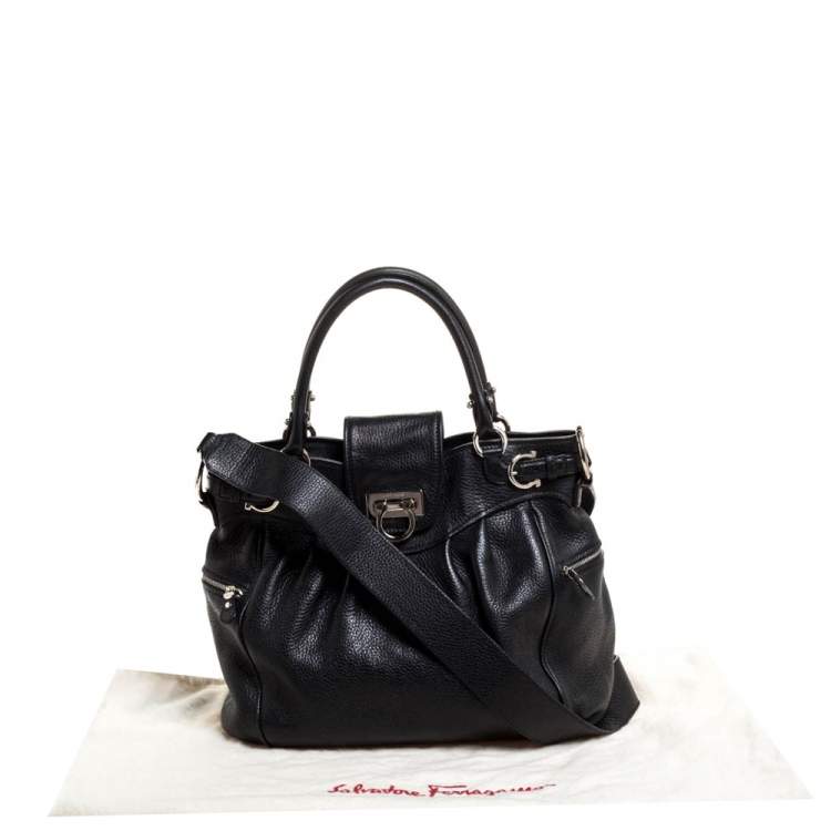 مملوكة مسبقًا Salvatore Ferragamo Black Leather Marisa Satchel