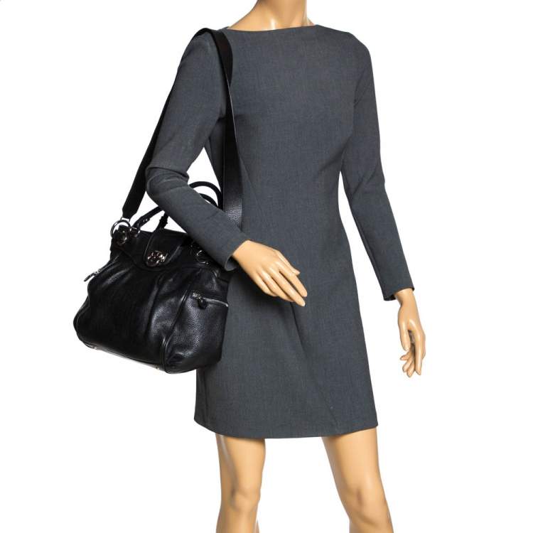 مملوكة مسبقًا Salvatore Ferragamo Black Leather Marisa Satchel