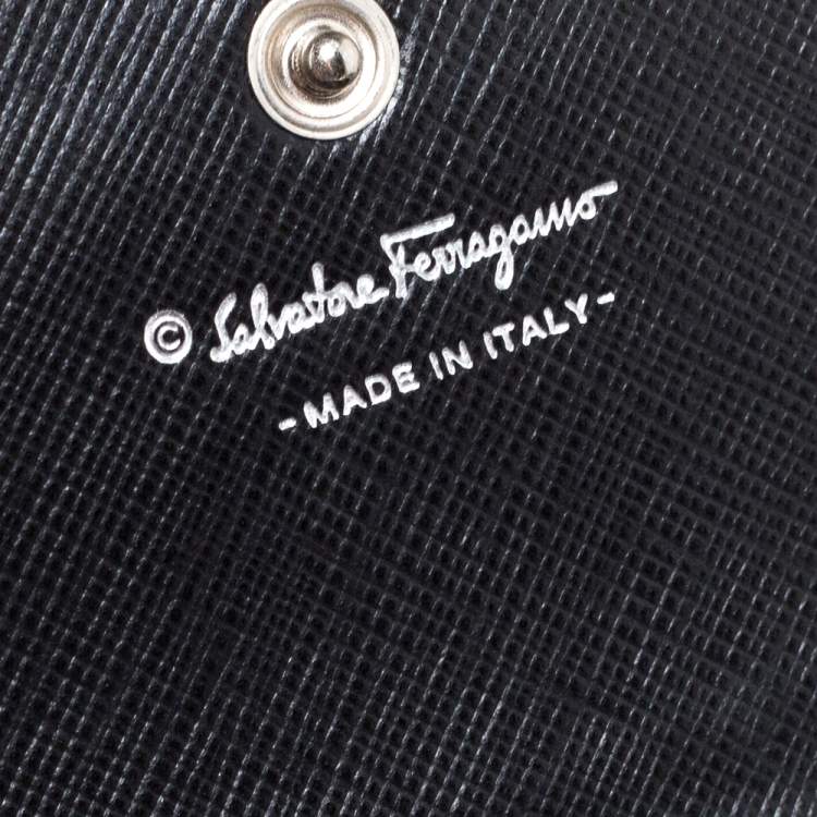 Pre Owned Salvatore Ferragamo Black Leather Double Gancio Continental Wallet