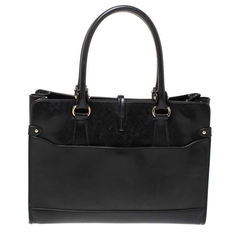 Pre Owned Salvatore Ferragamo Black Leather Batik Tote