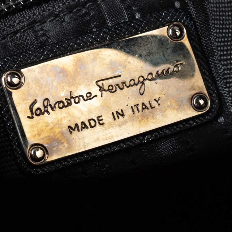 Pre Owned Salvatore Ferragamo Black Leather Batik Tote