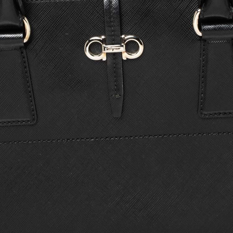 Pre Owned Salvatore Ferragamo Black Leather Batik Tote