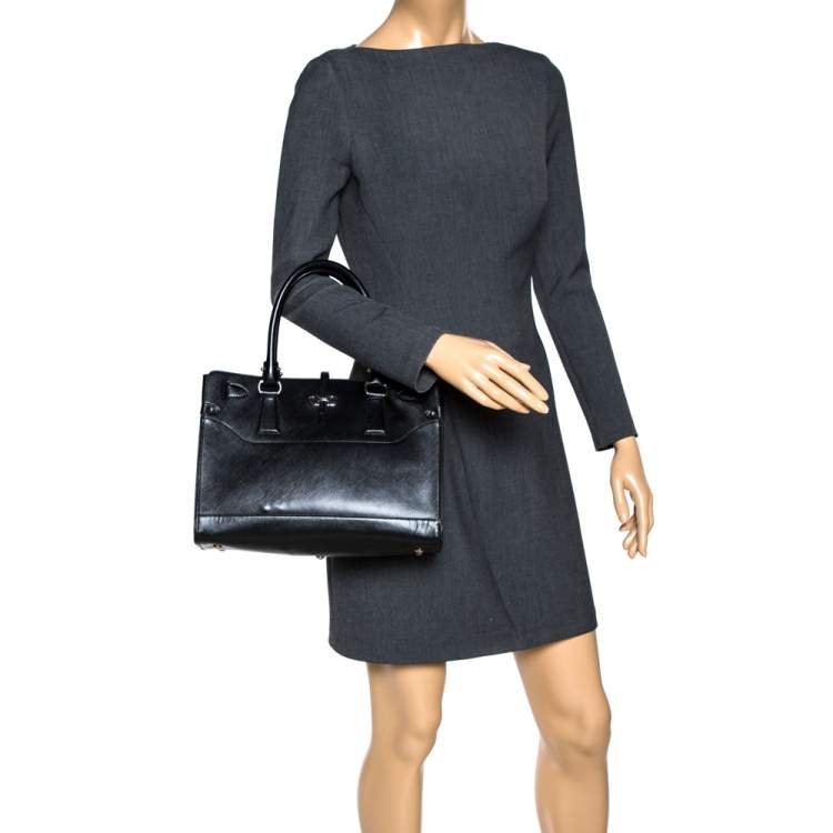 Pre Owned Salvatore Ferragamo Black Leather Batik Tote