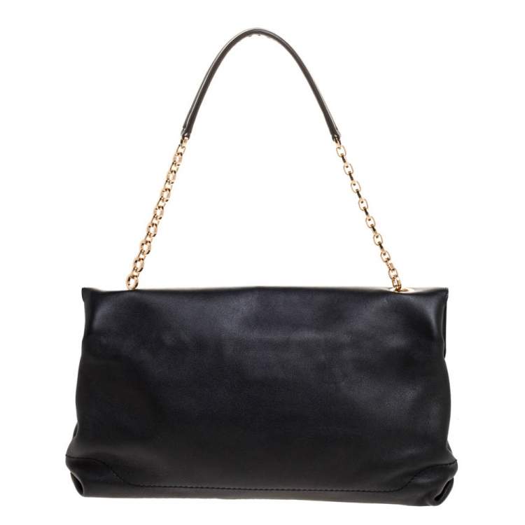 Pre Owned Salvatore Ferragamo Black Leather Shoulder Bag